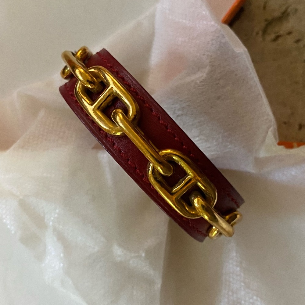 Hermes Chain D'ancre leather cuff bracelet